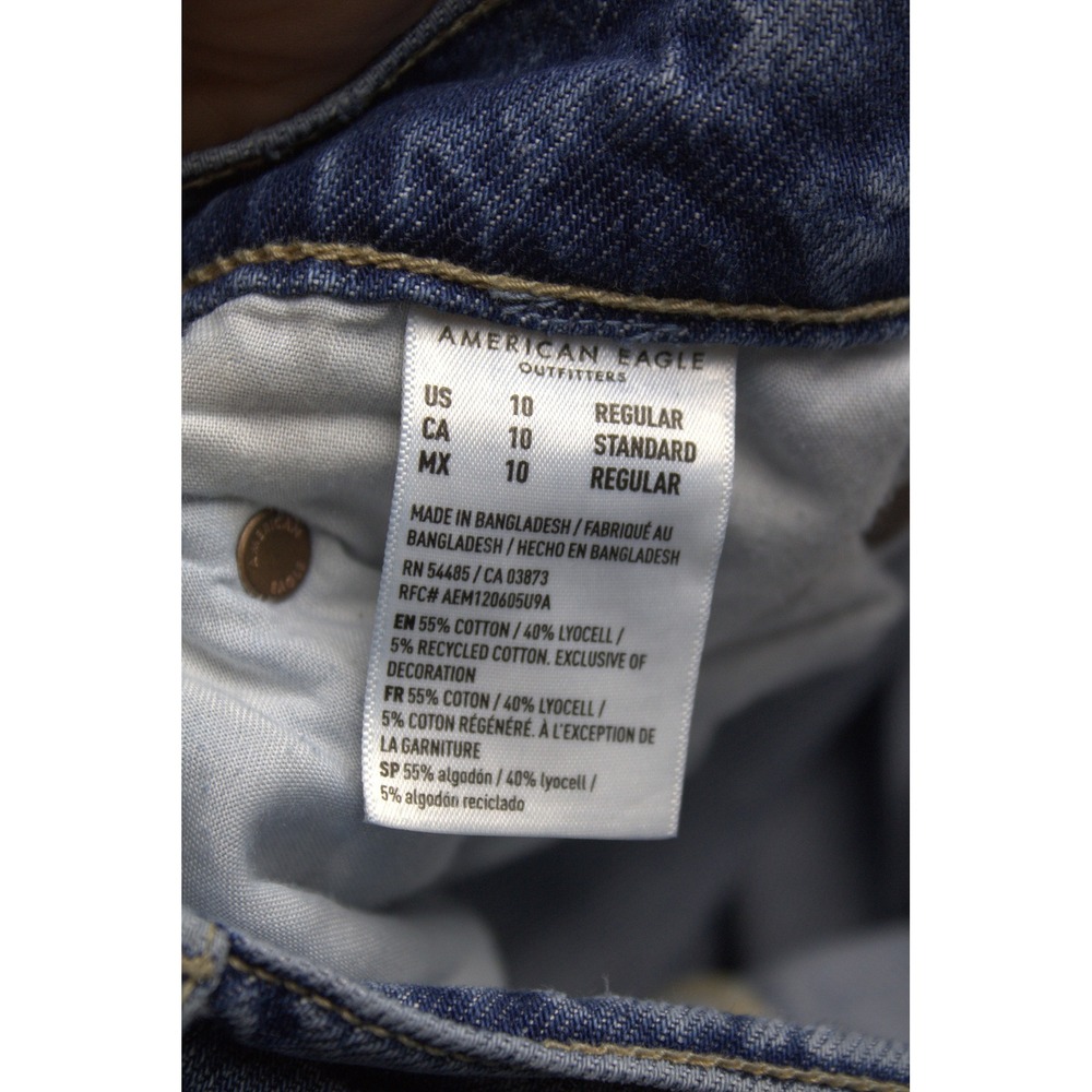 American Eagle Super High Rise Baggy Wide Leg Jeans Raw Hem Womens 10 Regular - Picture 3 of 9